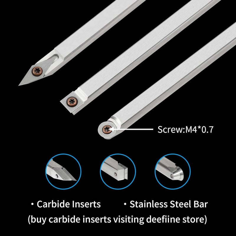 DEEFIINE 3CPS Carbide Tip Wood Lathe Turning ToolS,MINI-SIZE WOOD TURNING TOOLS FOR LATHE SET(Beech handle) - Image 3